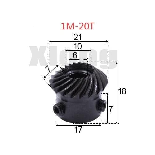 2pcs 1M-20Teeths Inner Hole: 6mm Precision Spiral Bevel Gear Helical Bevel Gear 0.02g