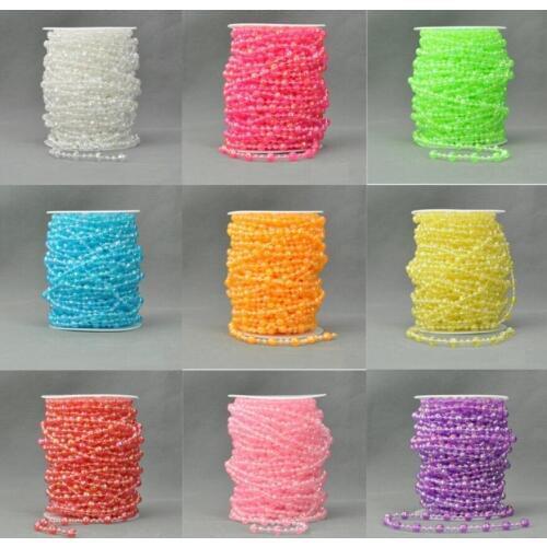 20Meter AB Colour Earth Beads Chain Garland For Bead Curtain Christmas Tree Wedding Party Holiday Venue Garment Lace Decoration