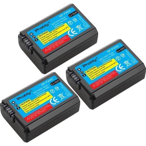 3pcs2000mAh NP-FW50 NPFW50 Battery Batteries AKKU for Sony NEX-7 NEX-5N NEX-F3 SLT-A37 A7 NEX-5R NEX-6 NEX-3 NEX-3A Alpha 7R II