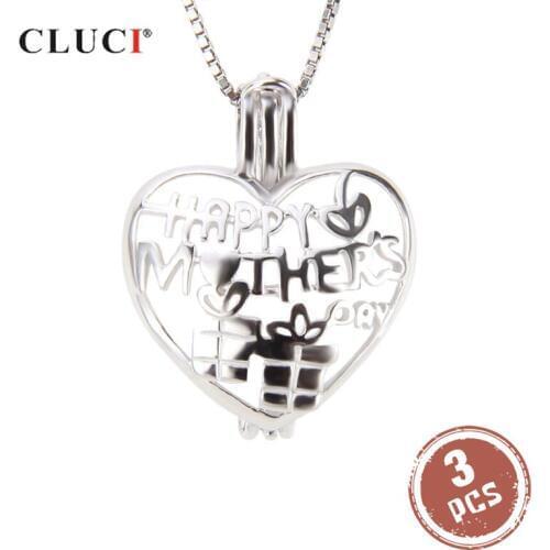 CLUCI 3pcs 925 Sterling Silver Hollow Charms Pendant for Women Necklace Jewelry Silver 925 Gift for Mom Pendant Locket SC243SB