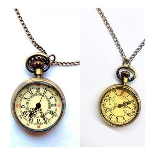 50pcs/lot Bronze Pocket Watch Top Quality Roman Dial Quartz Fob Watch Necklace Gift Watch DHL Free Shipping