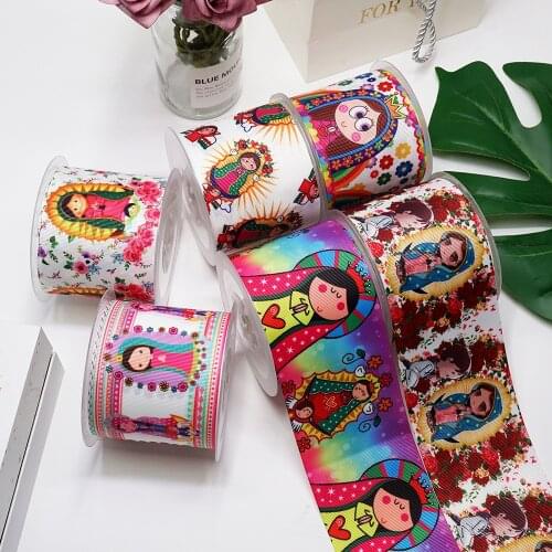 DIY Cartoon Virgin Mary Printed Grosgrain Ribbon For Craft Supplies Sewing Accessories 5 Yards. 33198