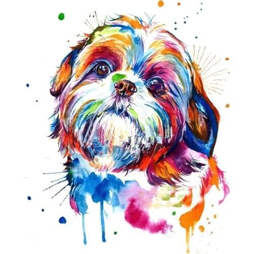Quality "Shih Tzu Dog"Watercolor Diy 5D Diamond Painting Cross Stitch Diamond Embroidery Rhinestones 3D Photo Diamond Stickers