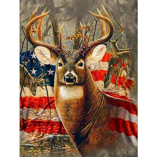 5D DIY Diamond Painting American Flag Elk Animal Handmade Diamond Embroidery Mosaic Cross Stitch Embroidery Home Decor Gifts