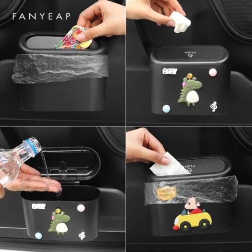 Car Trash Bin Hanging Vehicle Garbage Dust Case Storage Box Black Square Pressing Type Trash Can Auto Interior Accessories