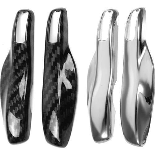 A Pair Car Key Case Cover Shell Carbon Fiber Chrome Color For Porsche Cayenne Macan 911 Boxster Cayman Panamera