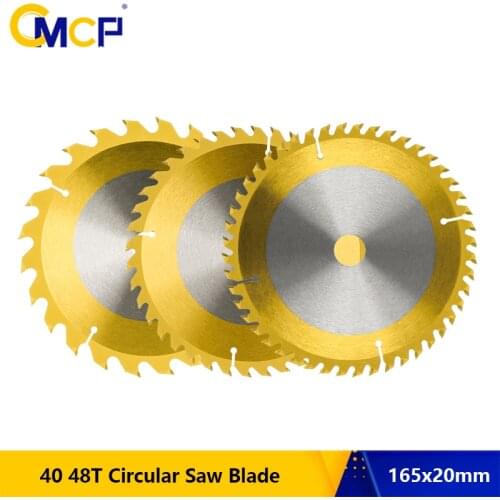 CMCP 3pcs 165x20mm TCT Saw Blade 24/40/48T Circular Saw Blade TiN Coating Carbide Cutting Disc For Woodworking Tools