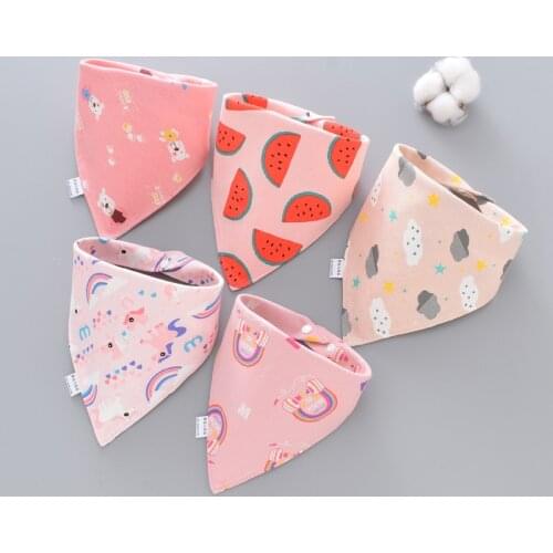 Baby Bibs Triangle Double Cotton Bibs Cute Cotton Comfortable Drooling and Teething 5 Pcs Towel Saliva Towel for Newborn Child