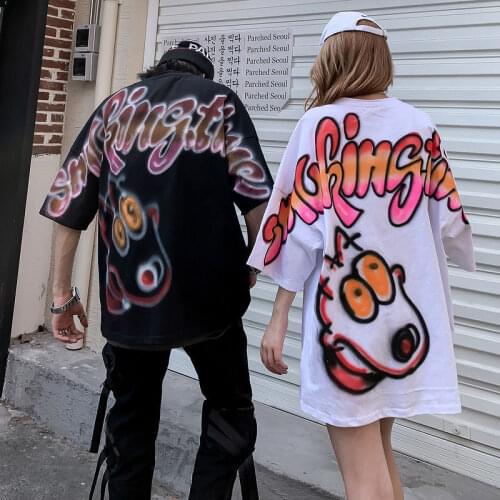 Hip Hop Dragon T-Shirt Men Women Summer Loose Tie Dye T Shirt Boys Couple Cool Funny T Shirts Fashion Gothic Oversize T Shirt