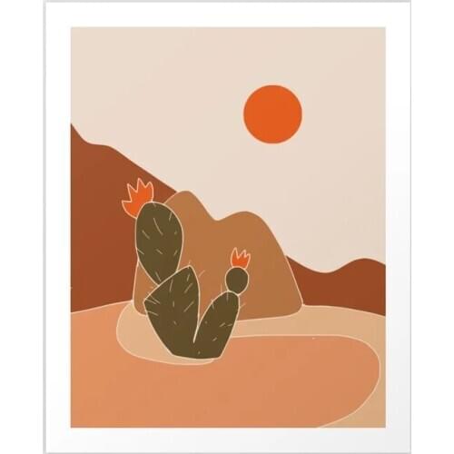 HD Prints Home Decor Cartoon Cactus Green Sky View Paintings Poster Wall Art Canvas Modular No Frame Pictures For Living Room