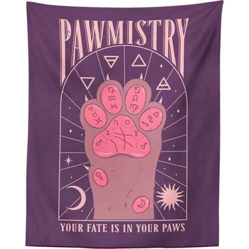 Tarot Cat Paws Tapestry Witchcraft Bohemian Style Tarot Tapestry Home Bedroom Decor Hippie Mattress Girls Dorm Room Wall Hanging