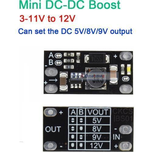Mini DC-DC Boost Step Up Converter 3V 3.2V 3.3V 3.7V 5V 9V to 12V Voltage Regulator PCB Board Module can set 5V/ 8V/ 9V