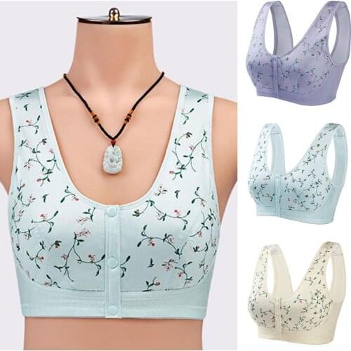Women Ring Front Button Underwear Elastic Mom Breast-feeding Floral Print No Steel Comfortable Breathable Underwear Bra Hot Sale
