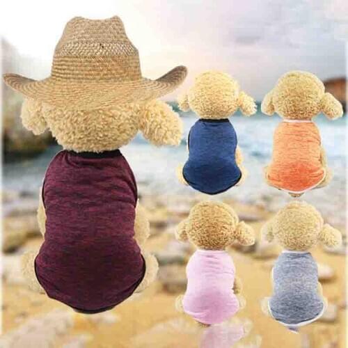 New pet solid color vest lovely clothes of summer cat and dog universal breathable dirt resistant clothing for yorkshire terrier