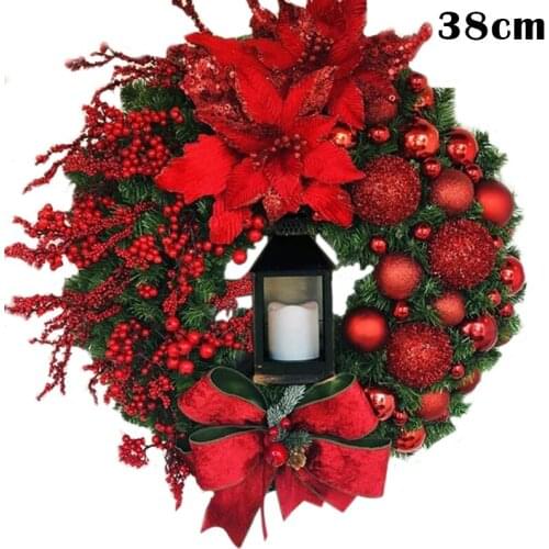 Christmas Decorations 2021 Elegant Red Christmas Wreath Champagne Gold Christmas Wreath Window Door Wall Ornament Decorations