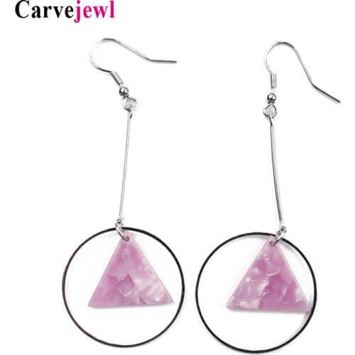 Carvejewl drop dangle earrings triangle resin round circle pendant earrings For Women lovely girl jewelry new Korean earrings