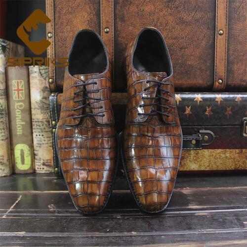 Sipriks Mens Italian Bespoke Goodyear Welted Dress Shoes Luxury Boss Business Office Gents Suits Boot Oxfords Wedding Shoe 44 45