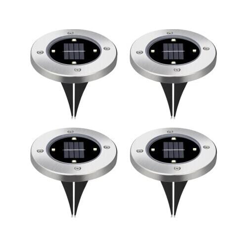 4pcs Solar Powered Ground Light Waterproof Garden Pathway Deck Lights IP65 Waterproof LED Lamp For Home Yard Driveway Lawn Road
