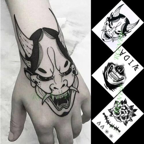 Waterproof Temporary Tattoo Sticker Prajna skull Smile Flowers Tattoo Stickers In Hand Flash Tattoo Fake Tattoo for Men Women