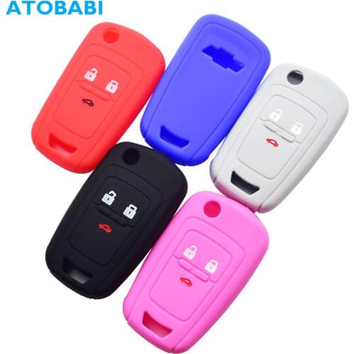 Silicone Car Key Case 3 Button Folding Remote Control Fob Protector Cover Keychain Bag For Chevrolet Cruze Malibu Equinox Impala