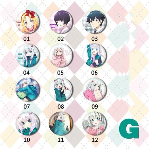 ZXFJXR 12pcs/set 58MM Eromanga Sensei Izumi Sagiri Masamune Izumi Senjyu Muramasa Backpack Badge Brooch Icons Badges