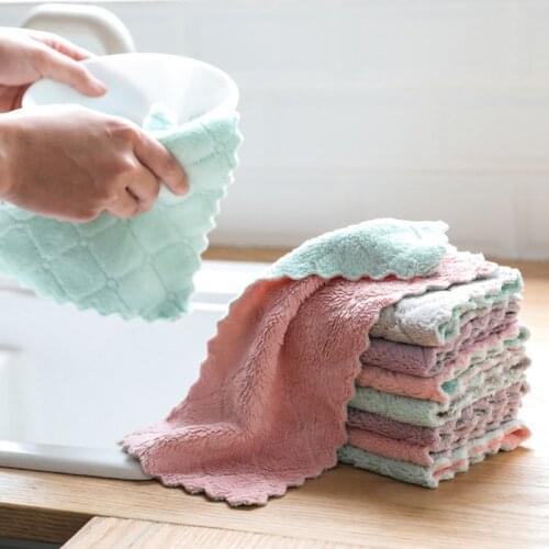 1PC Kitchen Wipping Rags Anti-Grease Cleaning Towel Cloth Microfiber Easy Decontamination Scouring Pad Home Washing Dish Tools