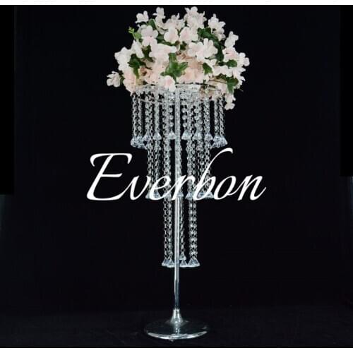 10 sets Luxury Shiny Wedding Decor Centerpieces Crystal Beads String Road Lead Party Table Decoration Candlestick Props