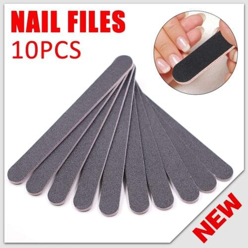 10pcs/lot Black Nail Files Double Sided 100/180 Grit Straight Set Nail Sanding Buffer Blocks Pedicure Manicure Polishing Tools