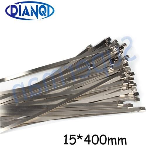 100pcs 15*400mm 15x400mm 15mmx400mm Latching Self-Locking Stainless Steel Zip Cable Tie Lock Tie Wrap cable ties 201 304 316