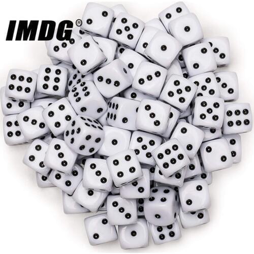 100pcs/Pack Acrylic Dice 10mm White Black Dot #10 Round Corner High Quality Boutique Dice