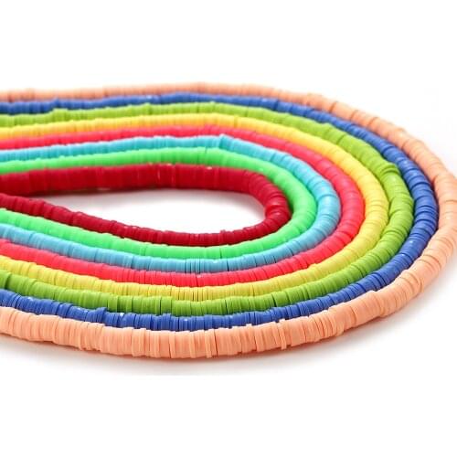 300-400Pcs 6mm Multi-colors Flat Round Handmade Polymer Clay Beads Chip Disk Loose Spacer Beads for Jewelry Making DIY Necklace