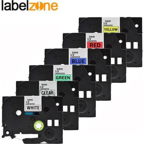 5pack 9mm tze221 Compatible for Brother p-touch label printer Tze tape tze-221 tz221 Tze 221 Tz-221 label ribbon cassette tze211