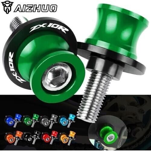Motorcycle Accessories FOR KAWASAKI ZX10R ZX 10R ZX-10R 2011-2014 2013 CNC Aluminum Swingarm Slider Spools 8MM Stand Screw LOGO