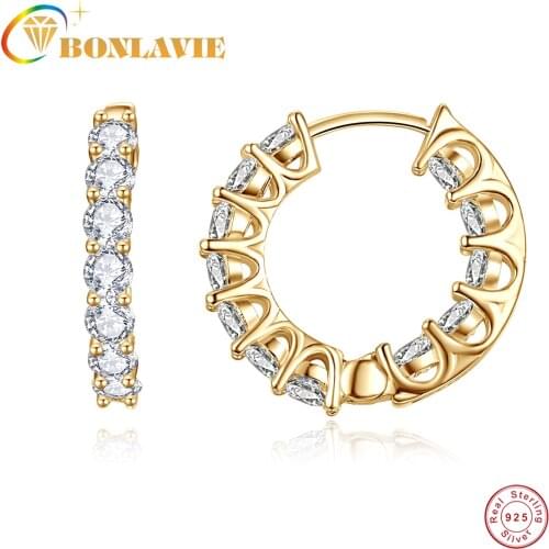 BONLAVIE Inner Ring of Close Set Drill 16mm Earring 925 Sterling Silver Earring for Women Engagement and Wedding