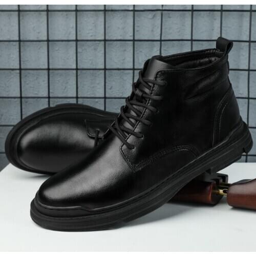 Brand Mens Boots New Casual Shoes Men Autumn Winter Handmade Genuine Leather Military Tactical Shoes Male Warm Motorcycle Boots