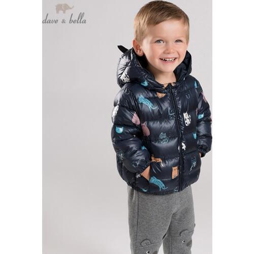 DB4669-B dave bella baby unisex boy girl winter ultra light down jacket children 90% white duck down outerwear print cute coat