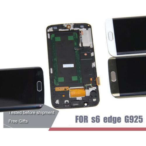 For SAMSUNG Galaxy S6 edge LCD + Frame G925 G925I G925F Touch Screen Digitizer Blue White Gold