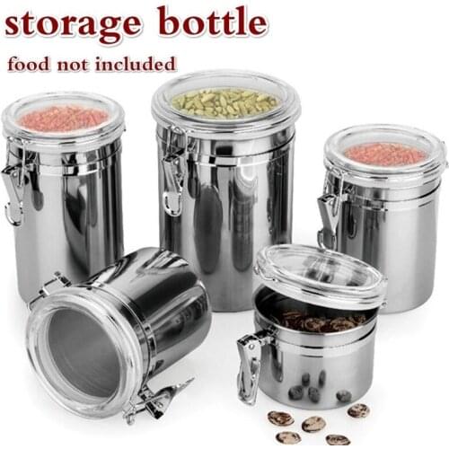 1 Pcs Stainless Steel Storage Bottle Coffee Powder Sugar Container Airtight Can Holder Canister Household Food Storage Container