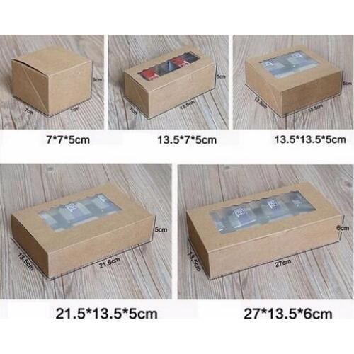 Kraft paper Cookie cake Packaging Box with plastic pvc window for Candy Biscuit Chocolate Paper Carton cardboard gift box