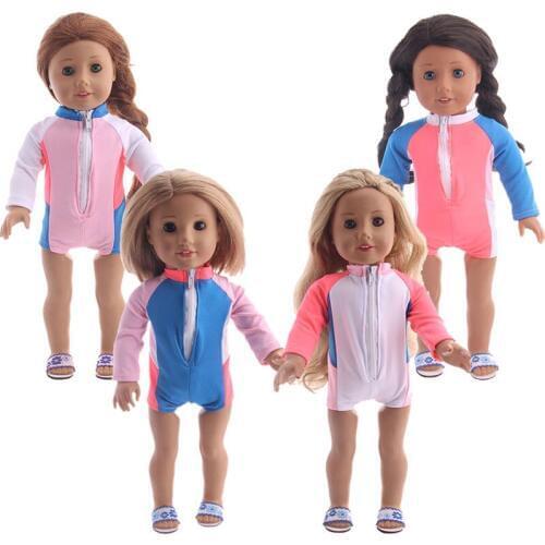 Luckdoll Best Selling Doll Clothes Swimsuit Sun Protection Clothing Fit 18 Inch American 43cm Baby Doll Clothes Accessories