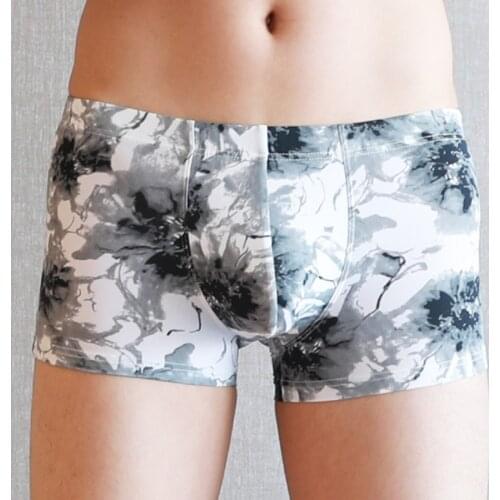 Fashion Printed Underwear Panties for Men Summer Ice Silk Low Waist Boxer Shorts Mens Panties