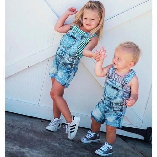 Fashion Summer Kids Baby Girls Boys Denim Bib Overalls Pants Overalls Playsuit Outfits Denim Jumpsuit Trousers Clothes