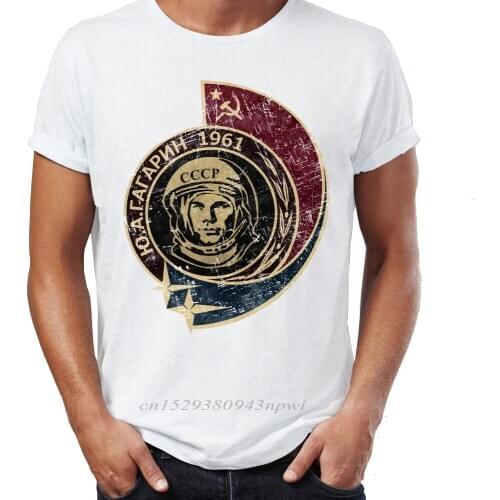 Mens T Shirt Featuring Yuri Gagarin First Human into Space Soviet Union Astronaut Achievement of Mankind Tee