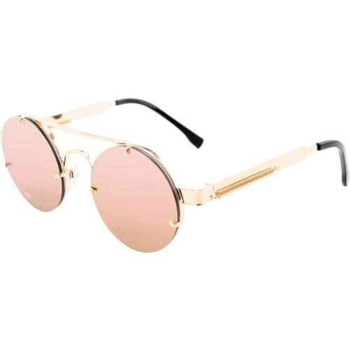 2021 Metal Punk Round Frame Sung Lasses Retro Jelly Color Sunglasses Mens and Womens Trend Gafas De Sol Gothic Anti-blue Light