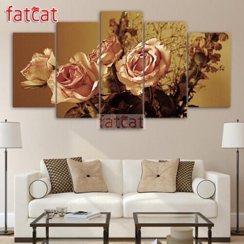 FATCAT Withered rose 5 Piece Diy Diamond Painting Full Square Round Diamond Embroidery Sale Flowers Needlework Home Decor AE1613