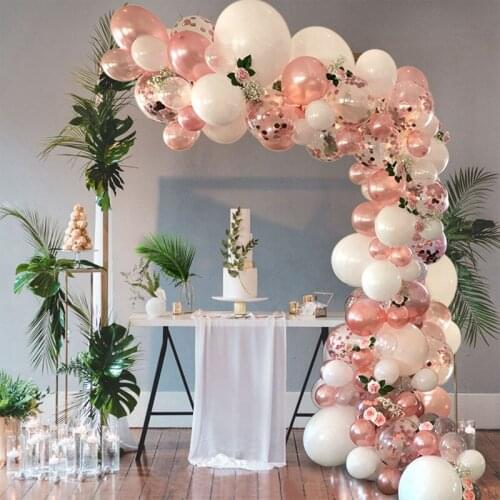 Rose Gold Balloon Arch Garland Kit Clear Premium Latex Balloons Wedding Bridal Baby Shower Girl Birthday Bachelorett Party Decor