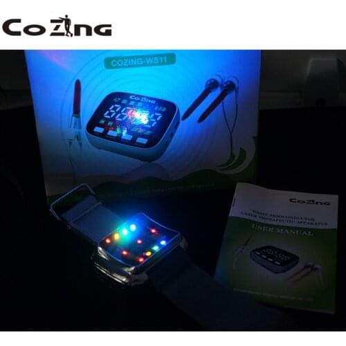 Rechargable Home Use Red/Yellow/Blue/Green Light Laser Watch Therapeutic Acupuncture Diabetics Therapy High Blood Pressure