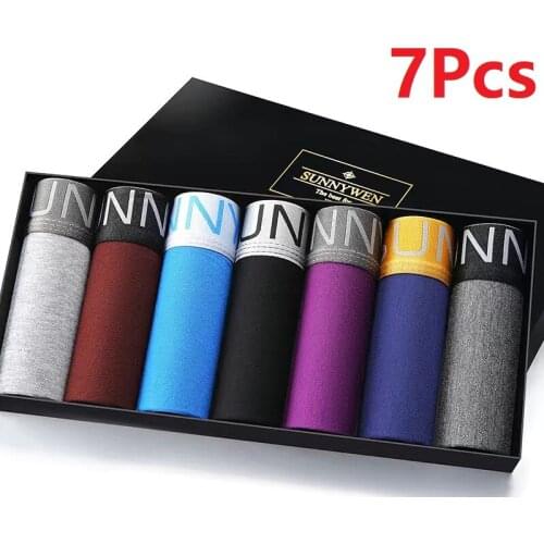 7Pcs/Lot Mens Underwear Boxer Mens Underwear Shorts Mens Modal Elastic Comfortable Youth Boxer Shorts Asian Size Pouch