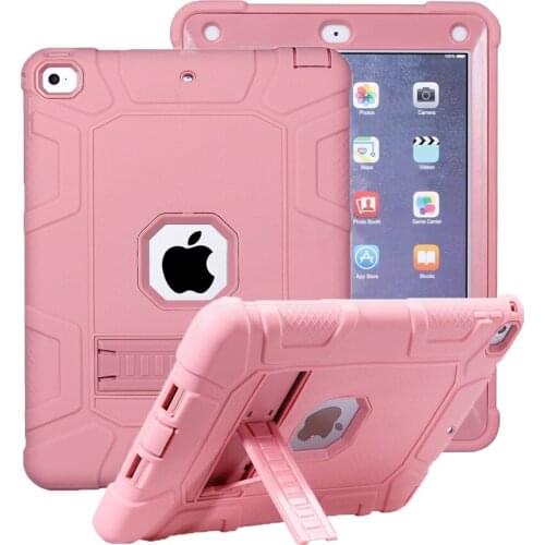 2021 New Kickstand Kids Silicone Hard Armor Case for Apple IPad 9.7 2018 A1822 A1823 Full Body Cover for IPad 9.7 2017 Case