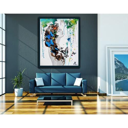 New 3D Diamond Embroidery Butterfly woman picture of Rhinestones Mosaic 5D DIY Diamond Painting Full square / Round Decor FG1140